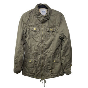 YMI‎ Coat Women’s size Large Olive Green Full zip Pockets Drawstring Style J1343